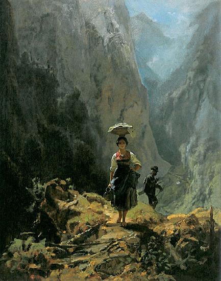 Carl Spitzweg Dirndl und Jaer im Gebirge China oil painting art